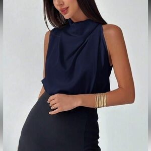 Elegant Navy Sleeveless Top